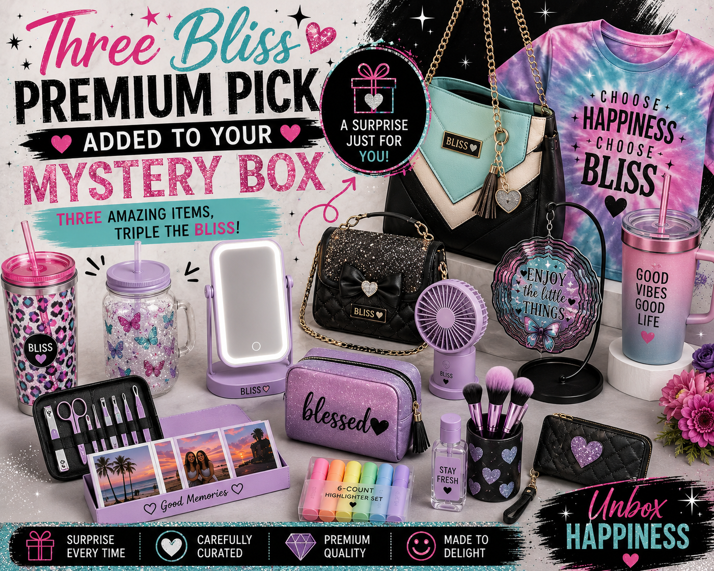 Three Bliss Premium Pick Guaranteed – Curated Gift Set with Personalized Touches