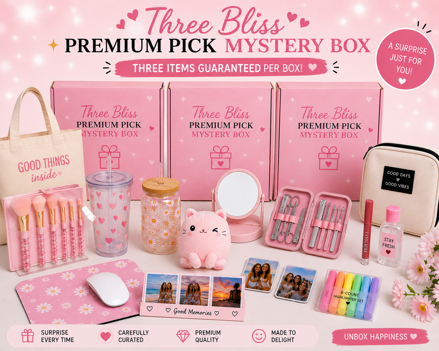 Three Bliss Premium Pick Guaranteed – Curated Gift Set with Personalized Touches